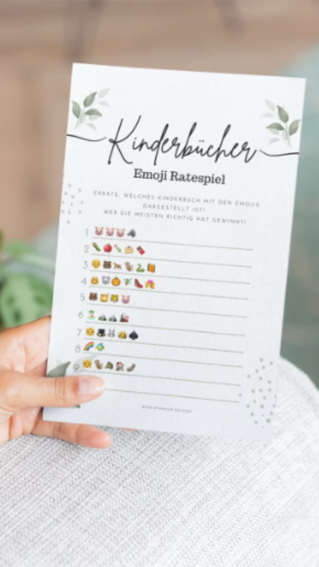 Babyparty Spiel – Kinderbücher Emoji Ratespiel