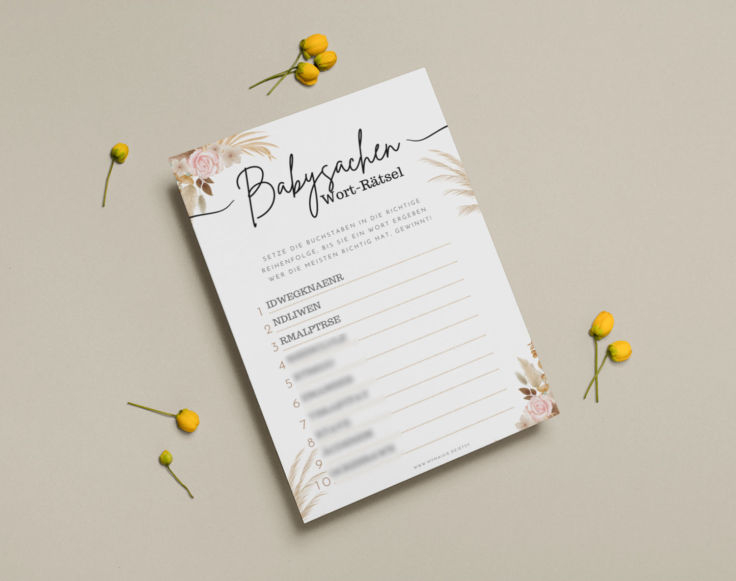 Babypartyspiel Vorlage Babysachen Wortraetsel