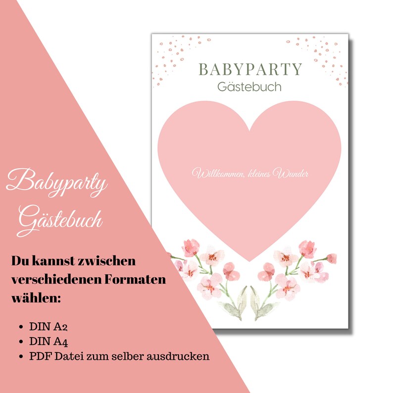 Babyparty Gästebuch - Rosa Herz