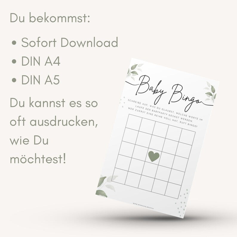 Babyparty Spiele - Bingo