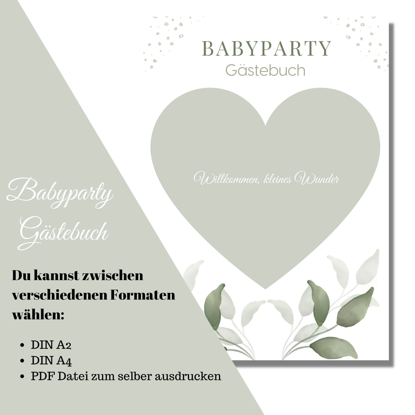 Babyparty Gästebuch - Grünes Herz