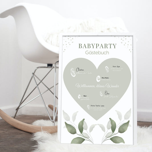 Babyparty Gästebuch - Grünes Herz