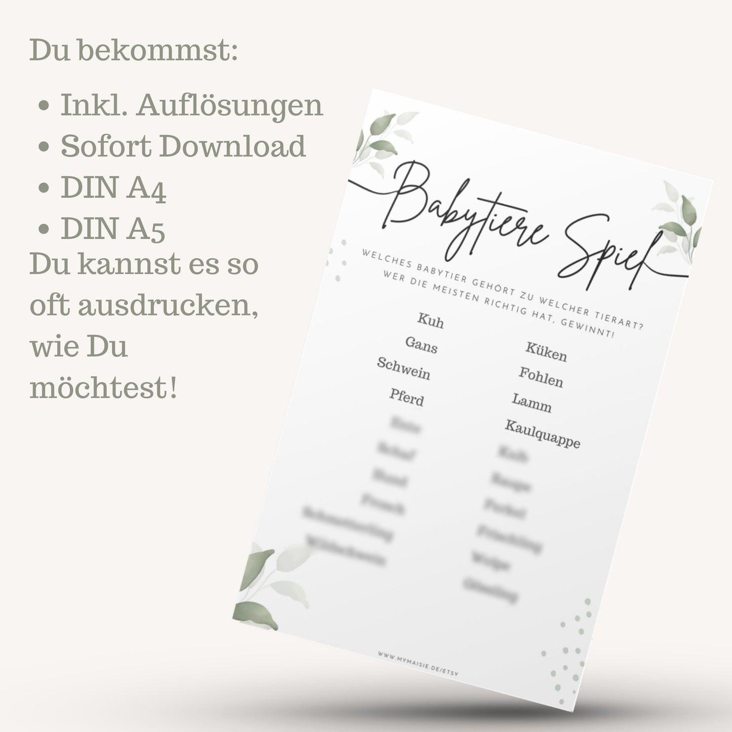 Babyparty Spiele - Babytiere Spiel