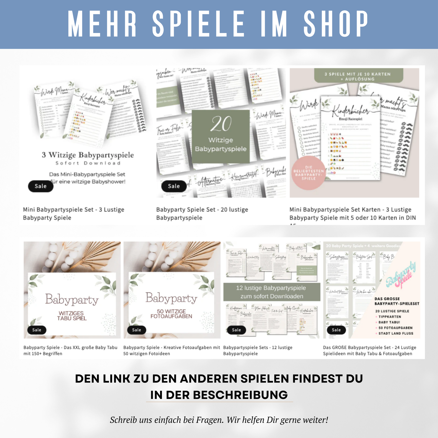 Babypartyspiele Sets - 22 lustige Babypartyspiele