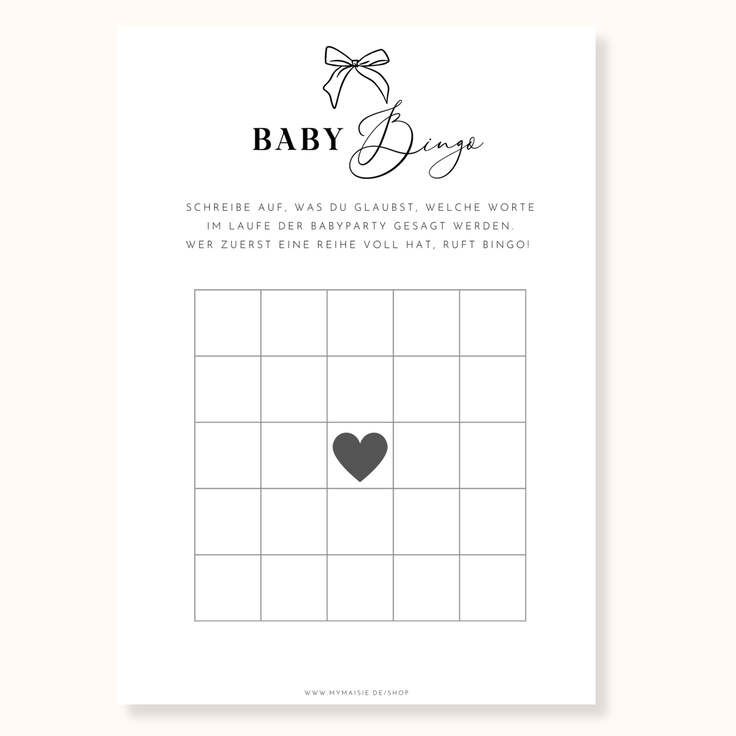 Babyparty Spiel – Baby Bingo