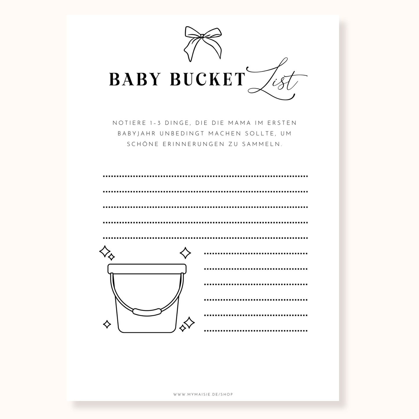 Babyparty Spiel – Baby Bucket List zum Ausdrucken