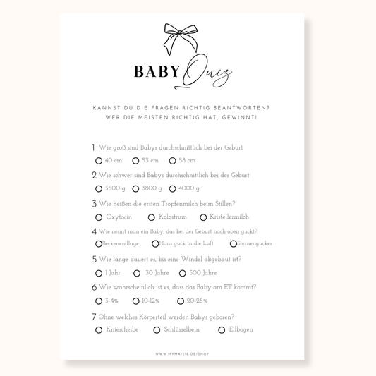 Babyparty Spiel – Baby Quiz