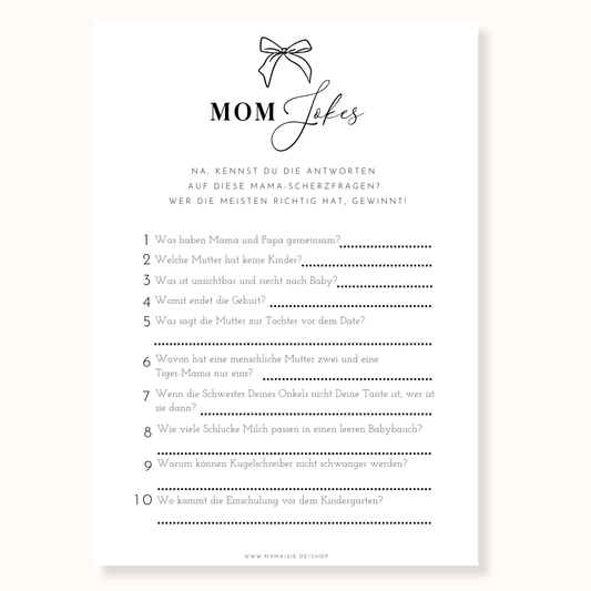 Babyparty Spiel – Mom Jokes