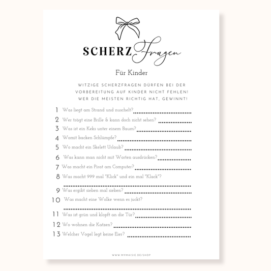Babyparty Spiel – Scherzfragen für Kinder & Erwachsene zum Ausdrucken