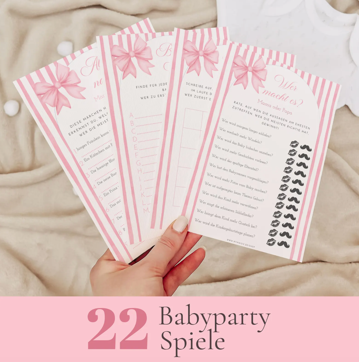 Babyparty Spiele Set – 22 Babyshower Spiele zum Ausdrucken