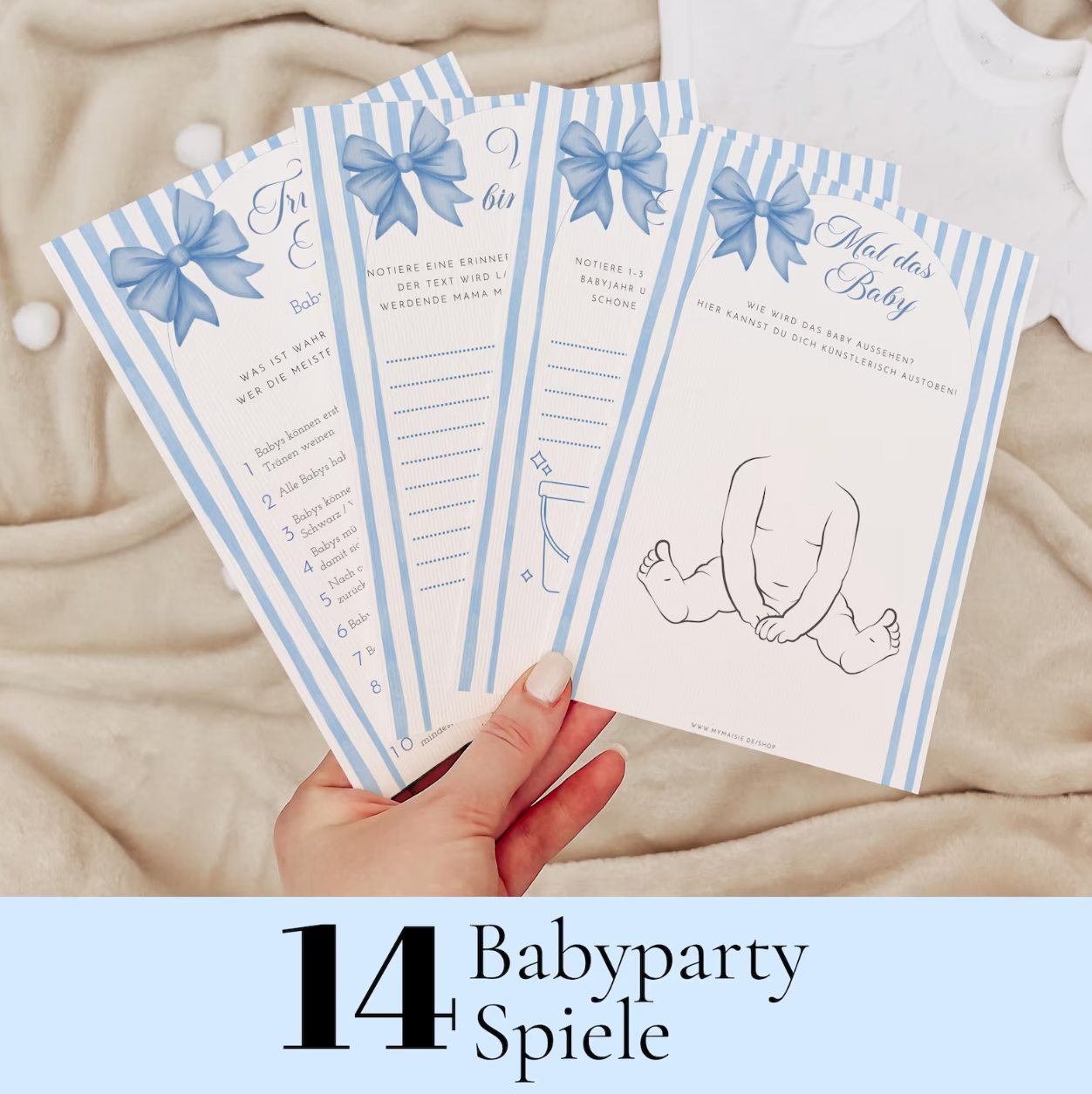Babyparty Spiele Set – 14 lustige Babyparty Spiele zum Ausdrucken