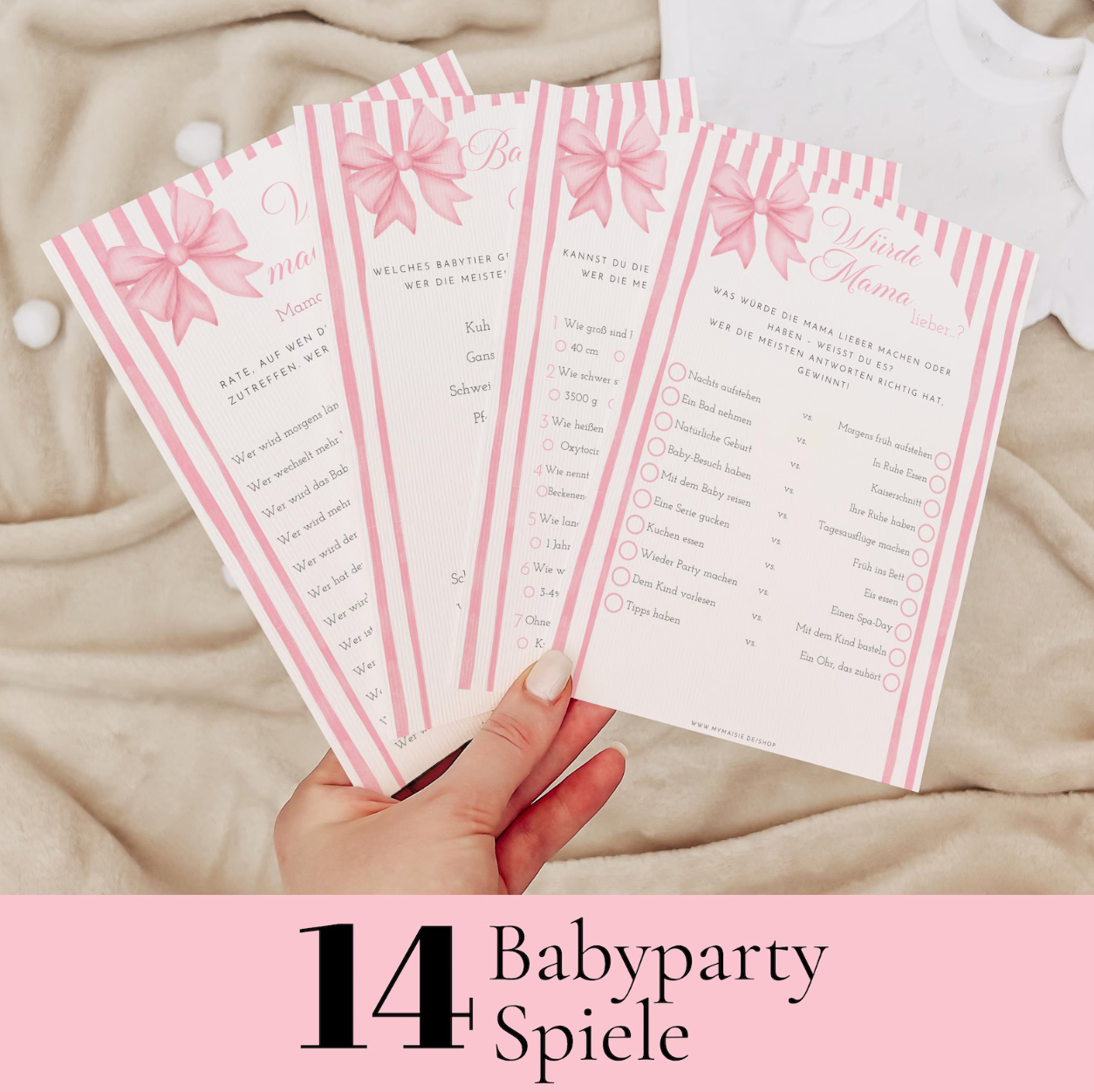 Babyparty Spiele Set – 14 lustige Babyparty Spiele zum Ausdrucken