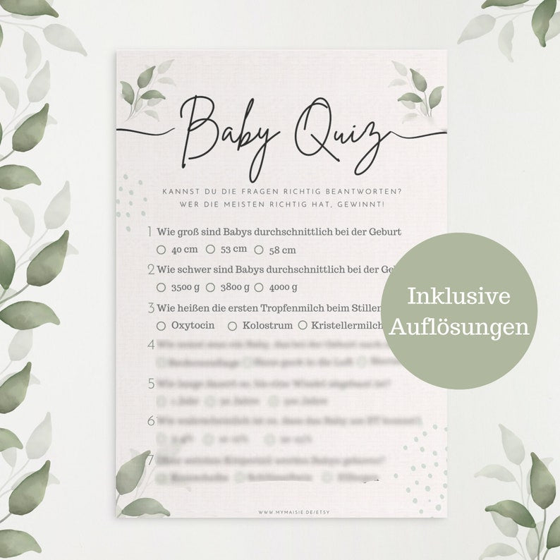 Babypartyspiele auf Deutsch Baby Quiz