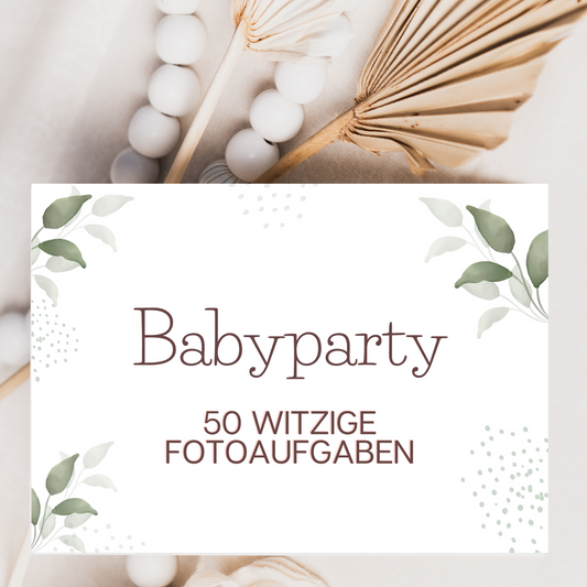 Babypartyspiele auf Deutsch 50 Fotoaufgaben Babyshower