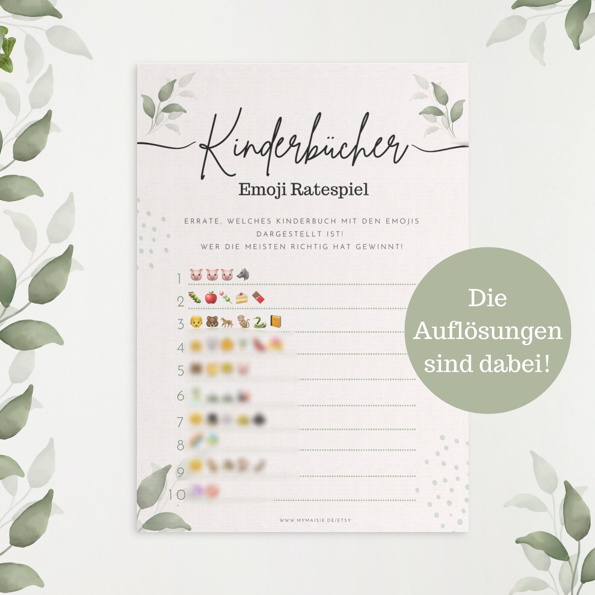 Babypartyspiele auf Deutsch Emoji Ratespiel