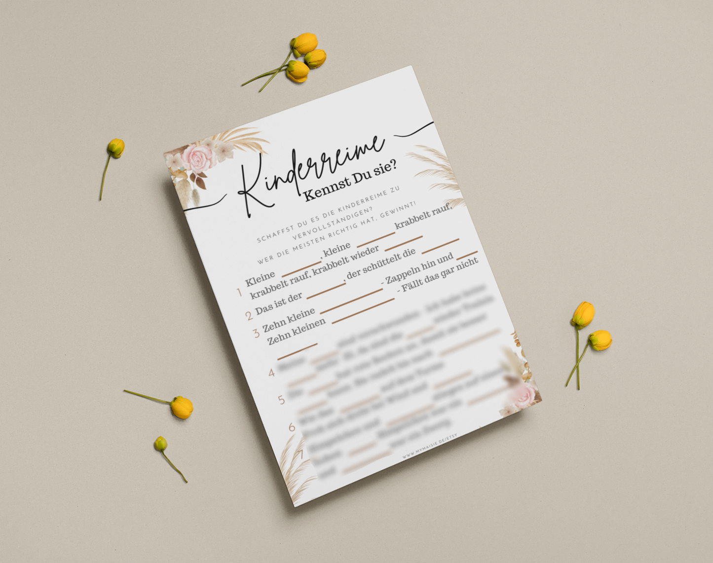 Babypartyspiel Vorlage Boho