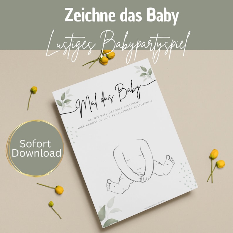 Babypartyspiel zum Ausdrucken eukalyptus