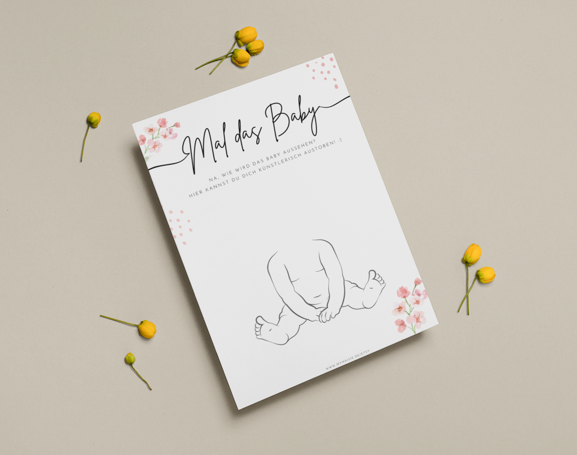 Babypartyspiel Vorlage Mal das Baby