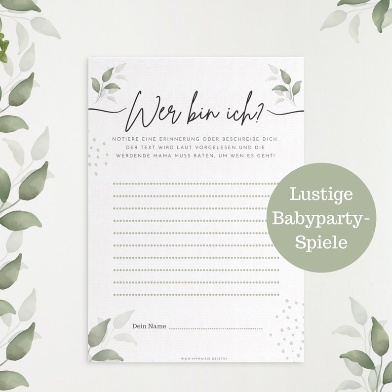 Babyshowerspiel zum Ausdrucken Wer bin ich