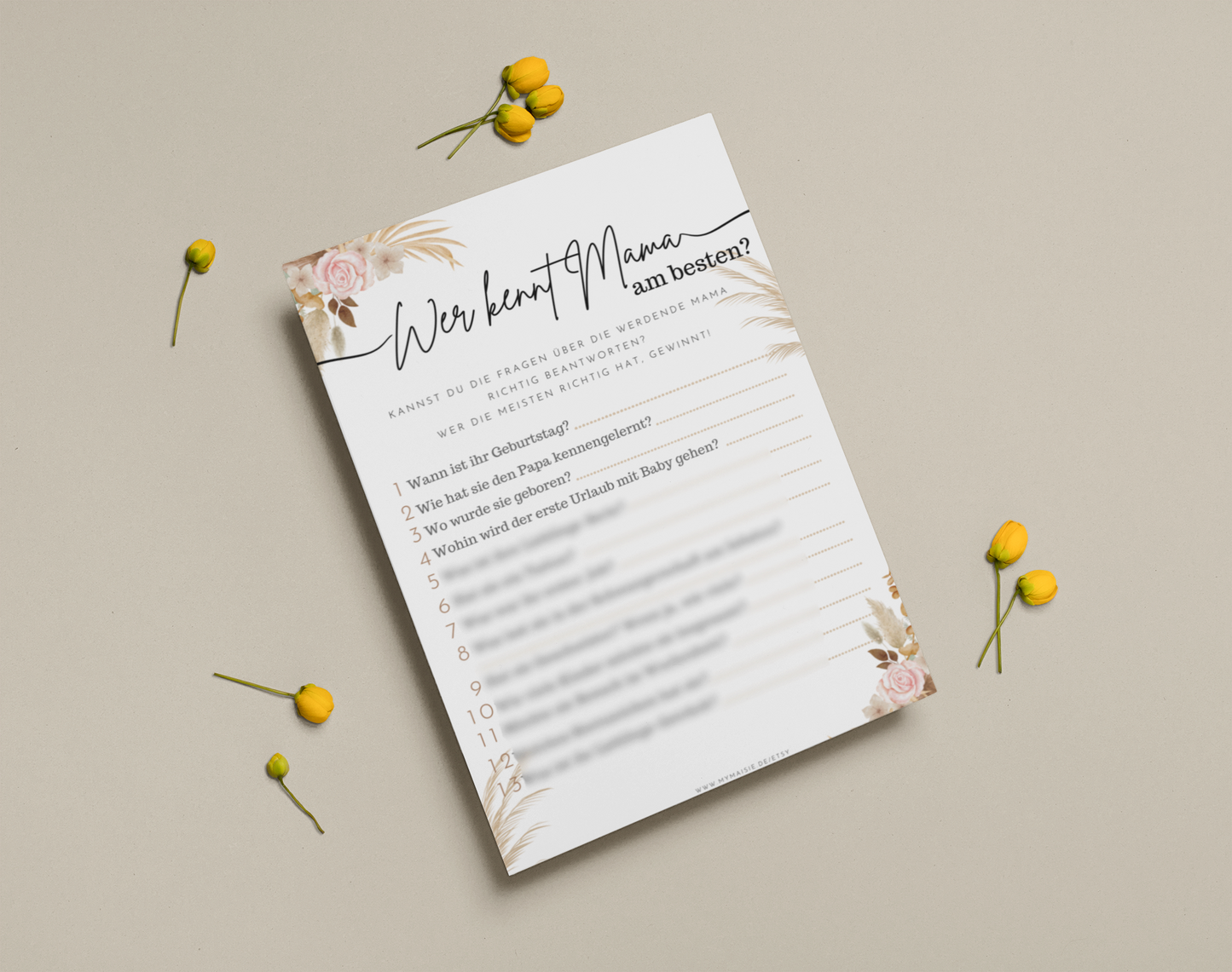 Babyshowerspiel zum Ausdrucken Boho