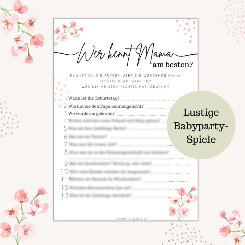 Babyshowerspiel zum Ausdrucken