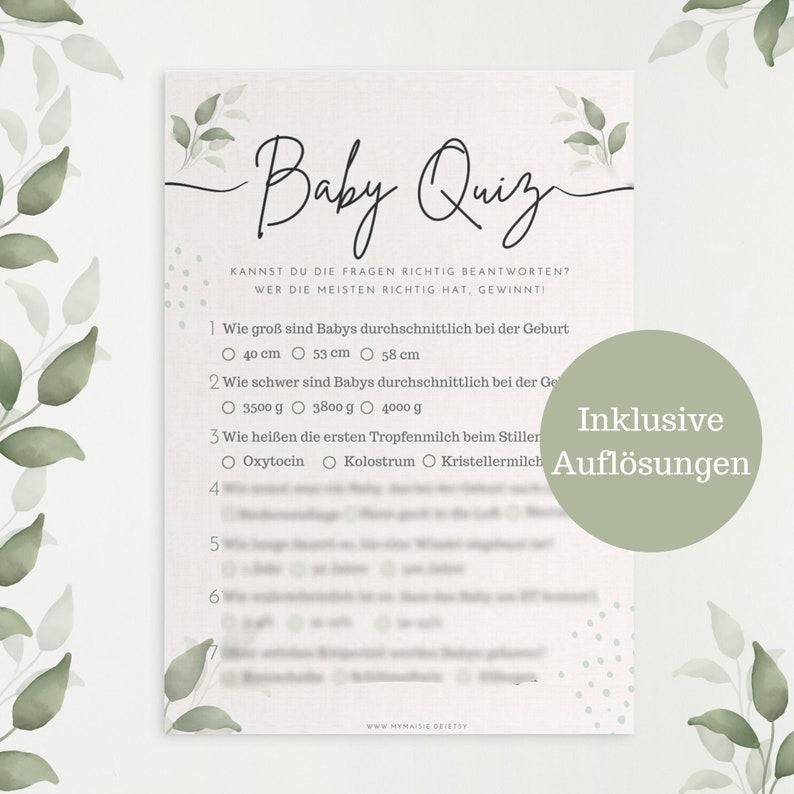 Babyparty Spiele - Baby Quiz
